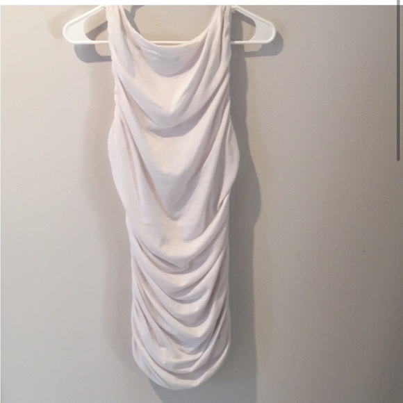 VENUS Dresses & Skirts - White Shirred VENUS Dress with Ruching